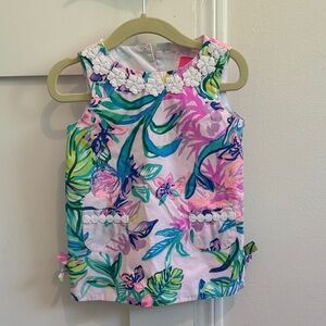 Lilly Pulitzer Pink and Green Floral Kids Dress
